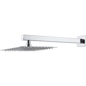 Chuveiro Cromado Slim 20 Cm Em Aço Inox 304 Com Braço Quadrado 40 Cm